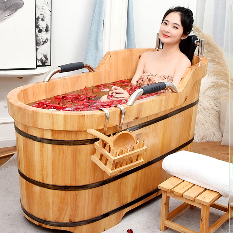 古达 沐浴桶 泡澡木桶加厚大人木浴缸家用汗蒸成人洗澡浴盆大号沐浴桶
