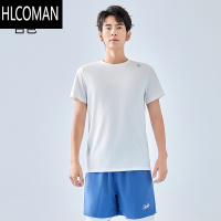 HLCOMAN男士短袖t恤2025新款夏季白色速干透气凉感宽松运动打底
