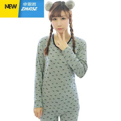 秋衣秋裤少女棉内衣套装女士学生薄款棉毛衫保暖套装卓思哲