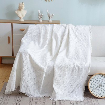 家柏饰(CORATED)北欧双面全盖沙发布沙发巾沙发毯布单沙发套罩沙发垫盖布 米白T格 180*230cm
