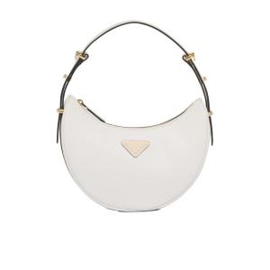 女款白色皮革单肩包 可调提手金属徽标拉链设计 白色