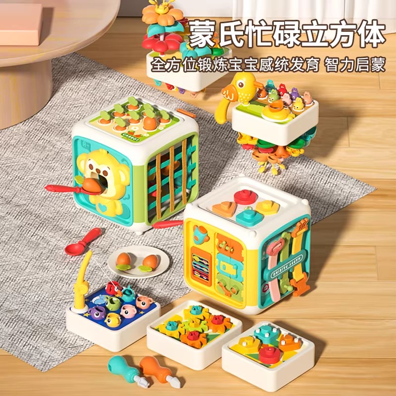 婴儿早教忙碌多面体钓鱼塞塞乐积木宝宝手指精细动作训练玩具3750