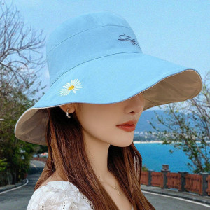 网红款渔夫帽女夏韩版潮百搭日系遮脸防紫外线帽子大沿防晒遮阳帽