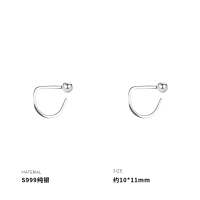 999纯银圆珠方块耳钩女耳环耳饰韩国网红气质轻奢时尚潮流