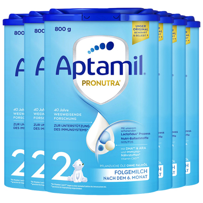 [6罐装]Aptamil德国原装进口爱他美经典版2段6-10个月婴幼儿配方奶粉800g