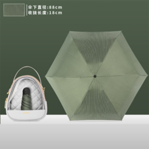 手动五折钢骨玻纤 加厚黑胶布 橡胶漆手柄 YF-W2021012 晴雨两用伞