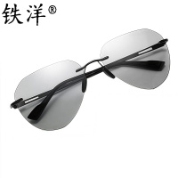 铁洋 偏光太阳镜 遮阳镜 墨镜 超轻纯钛镜 防紫外线UV400 变色片 副