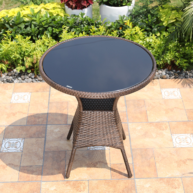 户外桌子单桌藤椅庭院花园露天阳台小茶几奶茶咖啡店室外编藤桌椅