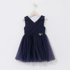 [2件2折价:61]米喜迪mecity童装女童层叠百褶网纱红色公主裙礼服连衣裙