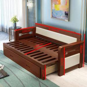 实木沙发床可折叠推拉小户型多功能1.5米客厅1.8双人坐卧两用沙发