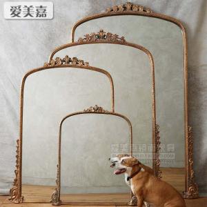 森美人欧式花镜梳妆台镜壁挂卧室复古化妆镜子玄关客厅做旧装饰镜定制