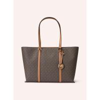 Michael Kors女士单肩包 大号托特包涂层帆布皮质装饰刺绣锁扣多隔层笔记本袋