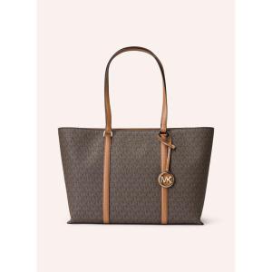 Michael Kors女士单肩包 大号托特包涂层帆布皮质装饰刺绣锁扣多隔层笔记本袋