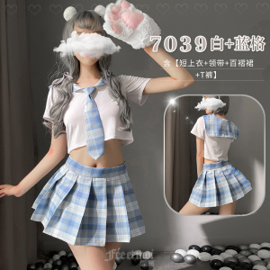 霏慕(Fee et moi)女式情趣睡衣 性感透明透视情趣内衣校园JK制服日系格子学生装7039
