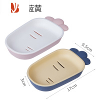 三维工匠卡通可爱肥皂盒家用塑料沥水放香皂收纳盒创意卫生间置物架肥皂架 粉白+蓝黄[2个装]