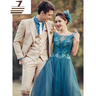 NEWLAKE西装男套装修身新郎西服套装男结婚伴郎团礼服男士工作服商务正装