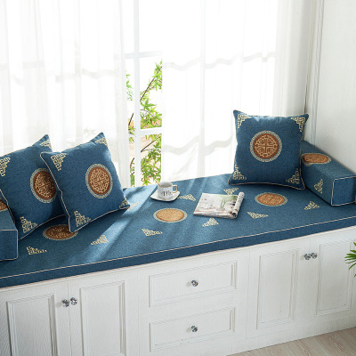 添福运中式海绵飘窗垫加厚坐垫窗台垫定制海绵雪尼尔阳台垫子四季春夏季沙发卡座榻榻米沙发垫坐垫支持定制定做乳胶垫