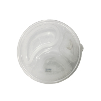 奥德鑫一次性PP餐盒 透明三格圆形快餐盒饭900ml 整箱