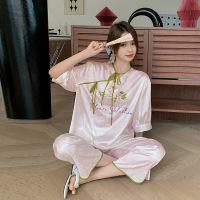 Ceba新中式睡衣女缎面提花春夏薄1PEOO9