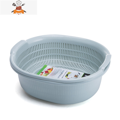 双层洗菜篮子塑料厨房多功能沥水篮洗菜盆洗水果篮家用果盘小号 敬平