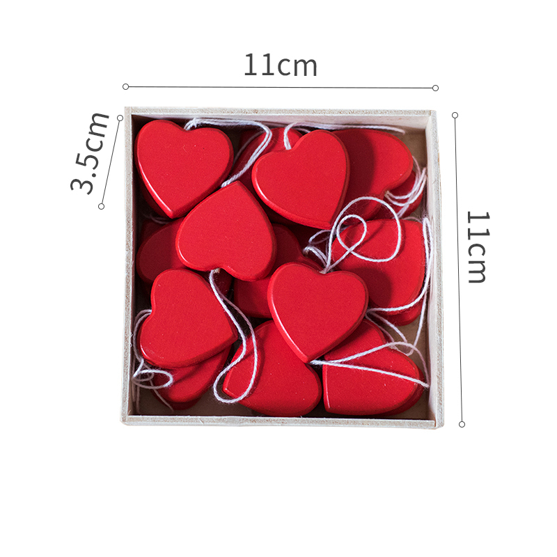 树木片挂饰挂件礼盒精致装饰吊坠圣诞节日气氛派对 红色心心(23颗)