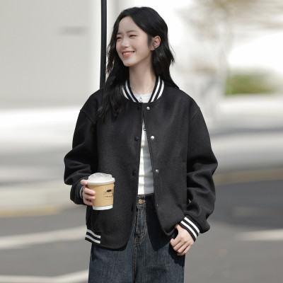 [3件8.5折84.9元,叠加优惠券]唐狮秋季新款女净色短款棒球服外套时尚韩系百搭ins减龄