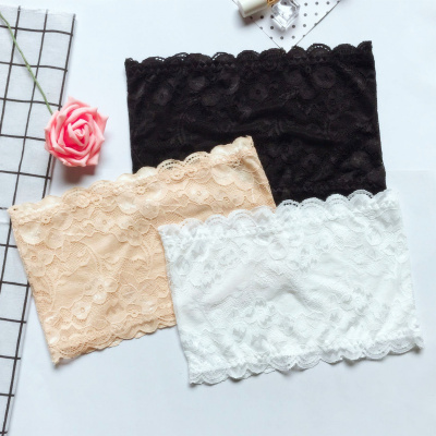 再说防走光抹胸少女无肩带蕾丝文胸学生防滑内衣打底衣一字围裹胸