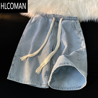 HLCOMAN牛仔短裤男款韩版宽松夏季薄款五分休闲中裤美式复古潮牌运动裤子