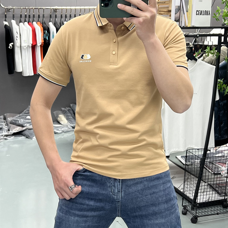刺绣翻领夏季新款短袖恤POLO衫男装修身珠地棉上衣时尚潮流修身潮