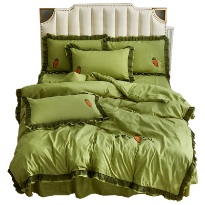 美帮汇床上四件套少女床罩床裙式被套蕾丝花边公主风韩版