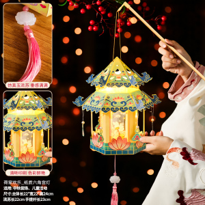 新年春节灯笼儿童手提马年发光宫灯元宵发光花灯装饰拍照3750