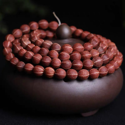 正宗天台红皮高密五线菩提108颗念珠佛珠手串媲美故宫籽纹理清晰送女朋友老婆情人节七夕生日礼物