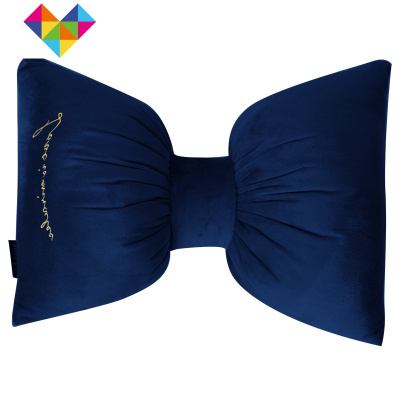 ins风蝴蝶结天鹅绒抱枕汽车座椅头枕护颈枕座椅腰靠车用枕芯一对御蓝锦