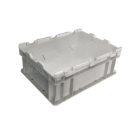 翌嘉YJ4121732 可堆式物流箱塑料周转箱塑料储物箱 翻盖灰色 400*300*148