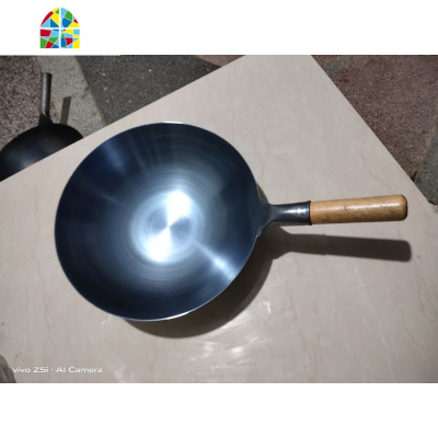 不生锈锅炒锅无油烟无涂层木柄炒锅燃气家用多功能炒菜锅 FENGHOU 普通款32cm