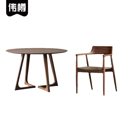 伟樽实木圆餐桌70*70*75cm+椅子*2套