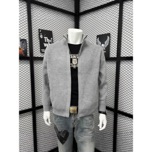 纯色立领针织开衫男韩版潮流休闲秋冬季新款男士外穿保暖毛衣外套