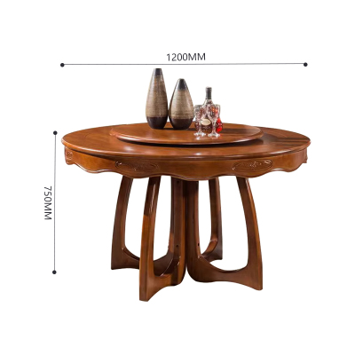 臻远 ZY3110405 实木餐桌圆盘餐桌椅组合1.2米圆桌4把餐椅