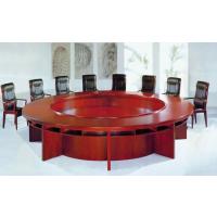 三能 办公家具简约现代圆形大型油漆商务实木会议台培训 开会桌椅组合简约