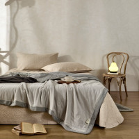 汉司家纺 HANSI-81 棉麻撞色款夏被 200*230cm (计价单位:条)蓝色+黑色