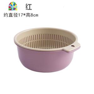 水果洗水果洗菜盆双层厨房淘菜盆塑料控水篮洗菜篮子镂空大 FENGHOU 双层小号(2个随机色)