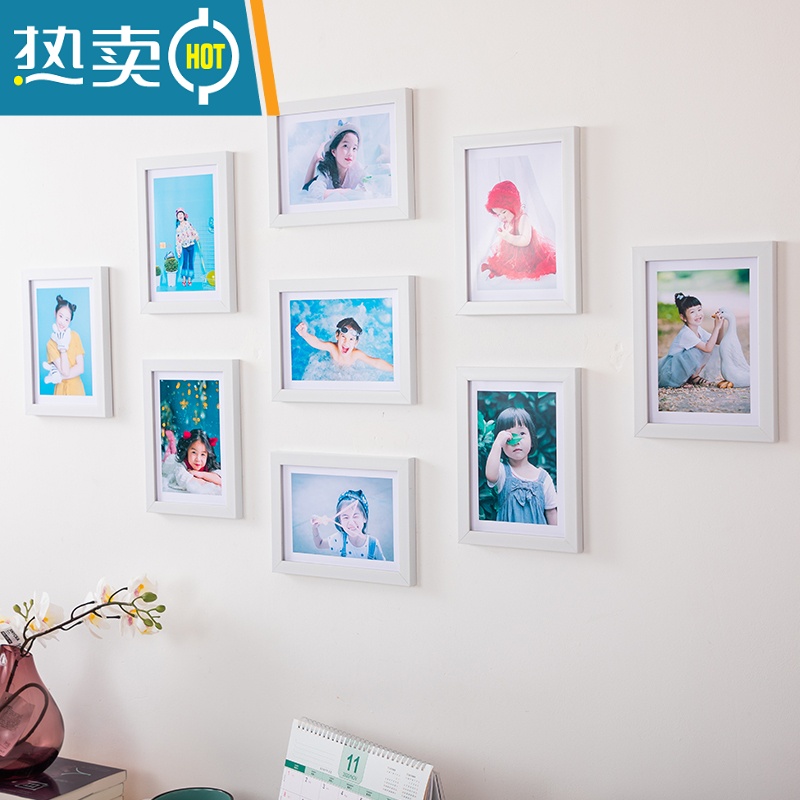 敬平简约照片墙5寸6寸7寸10寸九宫格创意组合相框挂墙卧室客厅装饰画