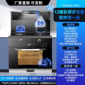 旺厨好太太 集成灶 自动清洗侧吸下排式烟机一体灶 油烟机燃气灶家用烟灶蒸烤一体集成灶 恒温置物台新款智控语音声控天然气