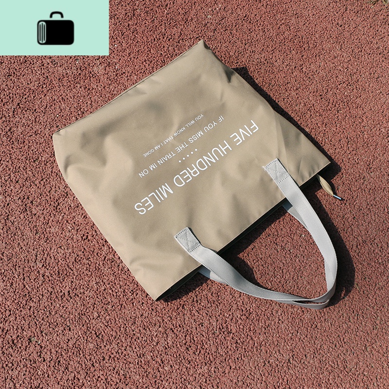 托特包简约百搭字母单肩包防水瑜伽包上课补习包袋女生书包NEW LAKE 卡其色女士单肩包