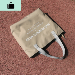 托特包简约百搭字母单肩包防水瑜伽包上课补习包袋女生书包NEW LAKE 卡其色女士单肩包 卡其色