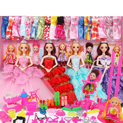 音乐巴比洋娃娃套装大礼盒婚纱公主衣服女孩子玩具儿童生日加长版G款8D真眼12关节+108件