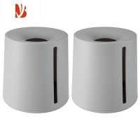 三维工匠纸巾盒北欧创意客厅抽纸盒圆形塑料家用桌面卷纸筒茶几简约纸巾筒 灰色2个装