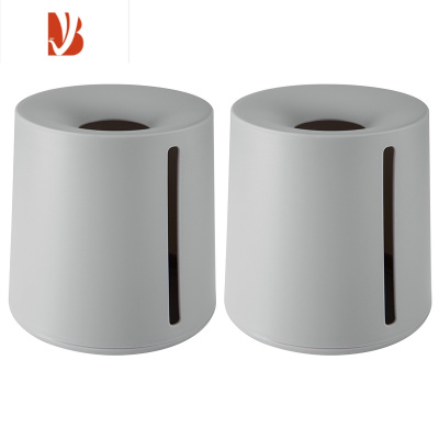 三维工匠纸巾盒北欧创意客厅抽纸盒圆形塑料家用桌面卷纸筒茶几简约纸巾筒 灰色2个装