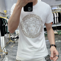 欧洲站美式潮牌丝光棉圆领短袖T恤男休闲时尚潮流男士网红爆