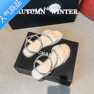 SUNTEK法式仙女风罗马凉鞋女夏平底夏天女士配裙子沙滩鞋大码女鞋41一43